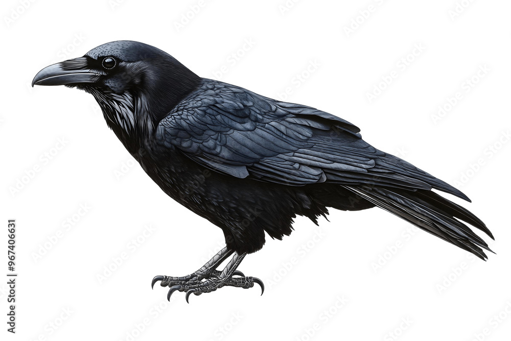 Naklejka premium raven on transparent background