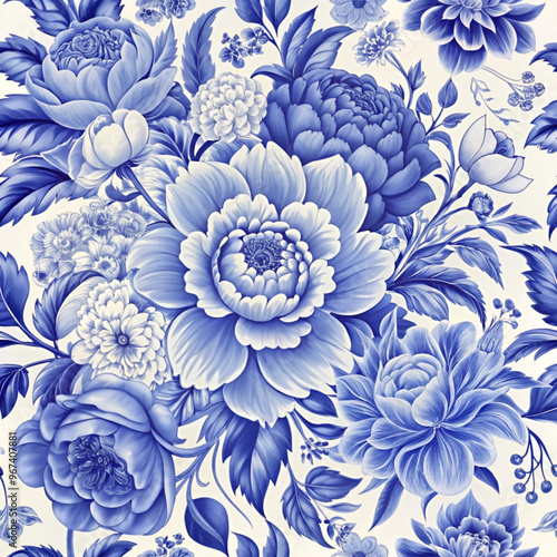 Elegant Blue Floral Pattern Design for Wallpapers and Textile Prints