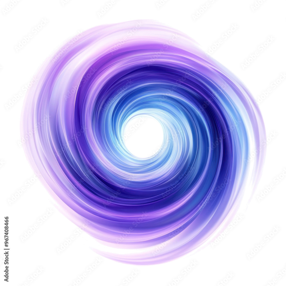 blue and purple light swirl isolated on transparent or white background,  circular energy vortex illustration, PNG