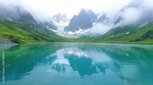 Wallpaper Mural Serene mountain landscape reflecting in tranquil waters. Torontodigital.ca