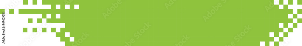 Pixel banner. Header, footer color layout with mosaic edges. Horizontal title tag with pixels. Labels pixelated decoration advertising vector element. Rectangular dotted shapes isolated. Pixel banner. Header, footer color layout with mosaic edges. Horizontal title tag with pixels. Labels pixelated decoration advertising vector element. Rectangular dotted shapes isolated.