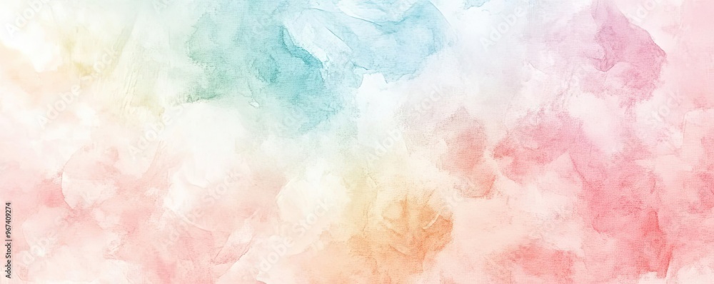 Obraz premium A soft, colorful watercolor abstract background with gentle hues blending together for a serene visual effect.
