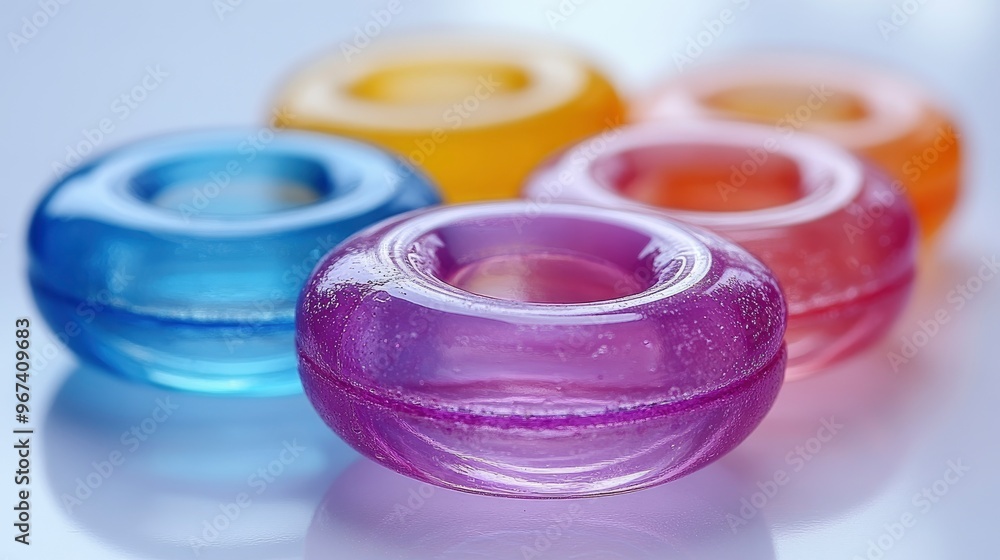 Colorful Ring-Shaped Objects on a White Background Colorful Ring-Shaped Objects on a White Background