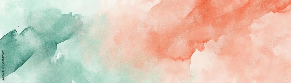 Fototapeta premium A vibrant watercolor blend of soft green and coral hues, perfect for artistic backgrounds or creative design projects.