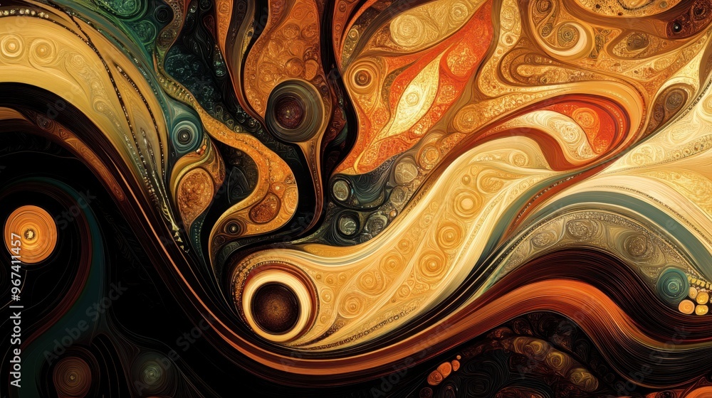 Ornate abstract background illustrating Indian civilization's cultural essence with intricate patterns, flowing lines, and rich, bold colors. Ornate abstract background illustrating Indian civilization's cultural essence with intricate patterns, flowing lines, and rich, bold colors.