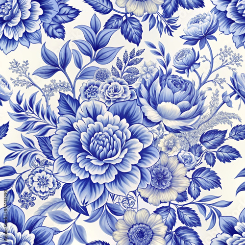 Elegant Blue Floral Pattern Design for Wallpapers and Textile Prints