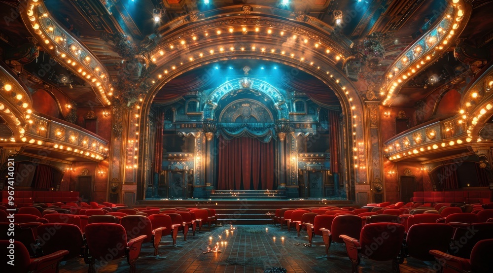 Obraz premium Empty Theater with Red Seats and Stage.