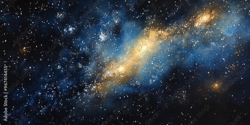 Obraz premium Close up oil painting detail of the Milky Way amidst a field of stars showcasing intricate celestial elements