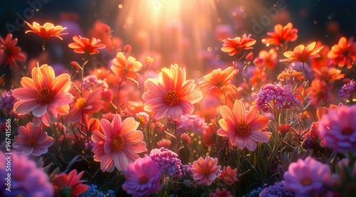 Sunset Meadow Flowers.