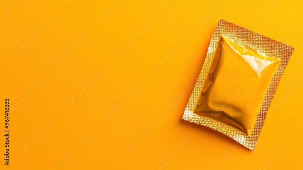 Golden Sachet on Yellow Background Golden Sachet on Yellow Background