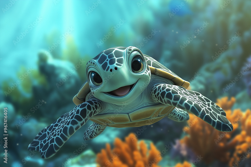 Cute turtle in the sea. Cute turtle in the sea.