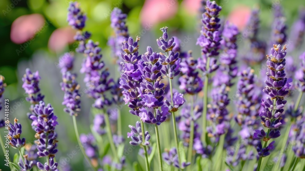 Close view of lavender in bloom Close view of lavender in bloom