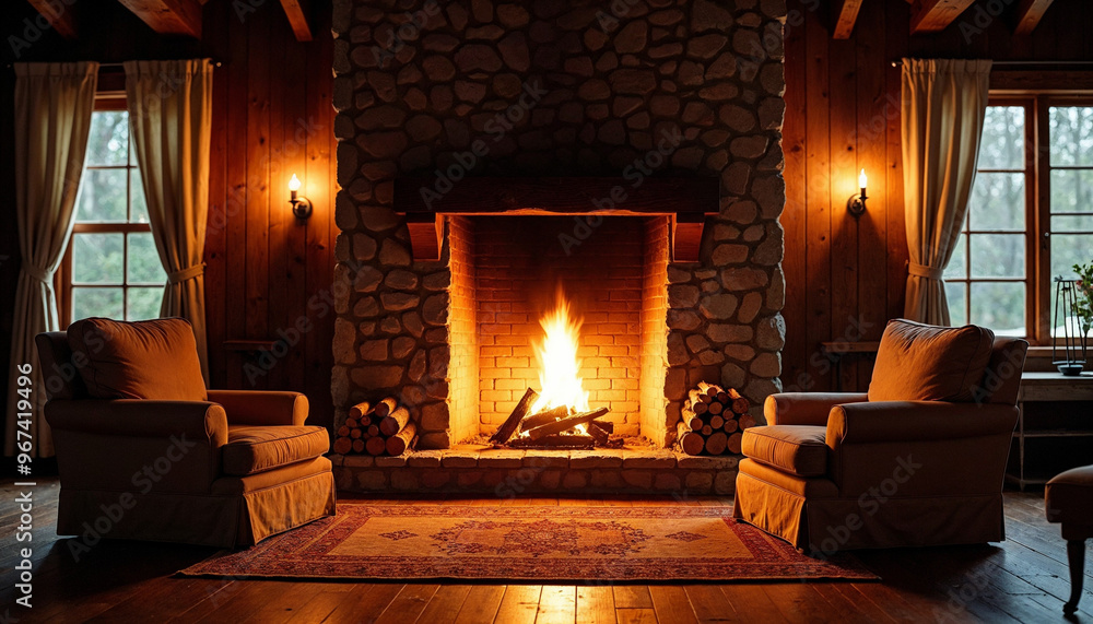 Cozy farmhouse with a glowing fireplace, rustic stone hearth, and warm, inviting ambiance.
Cozy farmhouse with a glowing fireplace, rustic stone hearth, and warm, inviting ambiance.