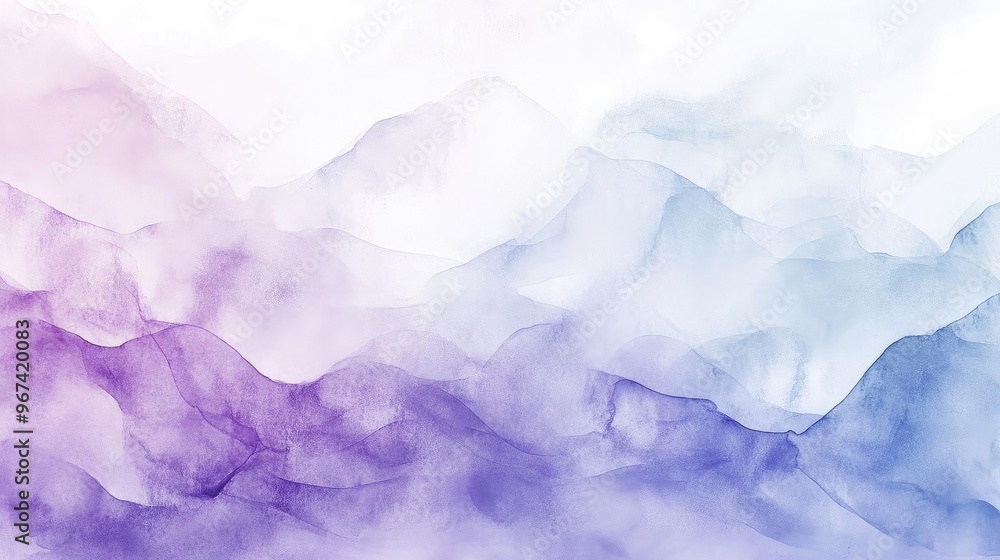 Fototapeta premium A serene watercolor texture blending soft purples and whites, perfect for backgrounds, designs, or artistic projects.