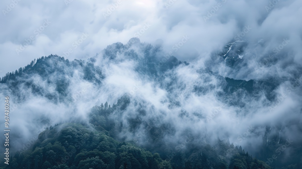 Cloud covered mountain scenery Cloud covered mountain scenery