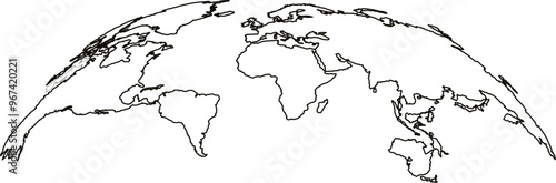 World map outline in high detailed resolution.