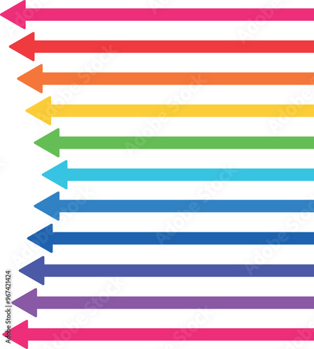 colored thick arrows in lgbt style, horizontal arrows, напоавление стрелок влево, значки цветные