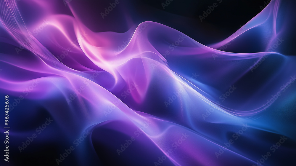 Obraz premium Abstract Digital Art: Blurred Edges and Dynamic Light Rays in Purple and Blue