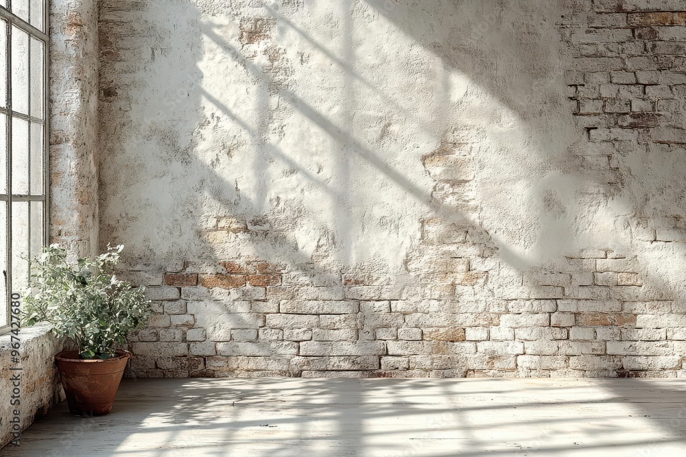 weathered brick wall bathed in warm ivory light textures and shadows accentuated rustic charm meets modern minimalism soft inviting ambiance perfect for interior design weathered brick wall bathed in warm ivory light textures and shadows accentuated rustic charm meets modern minimalism soft inviting ambiance perfect for interior design