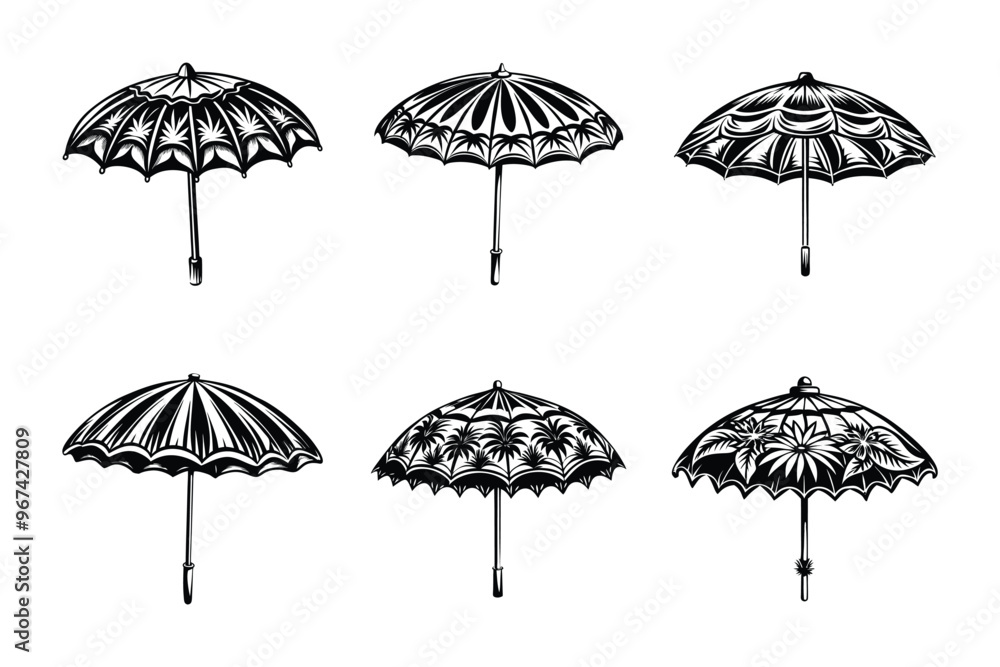 Obraz premium Umbrella silhouette design bundle set in vector style