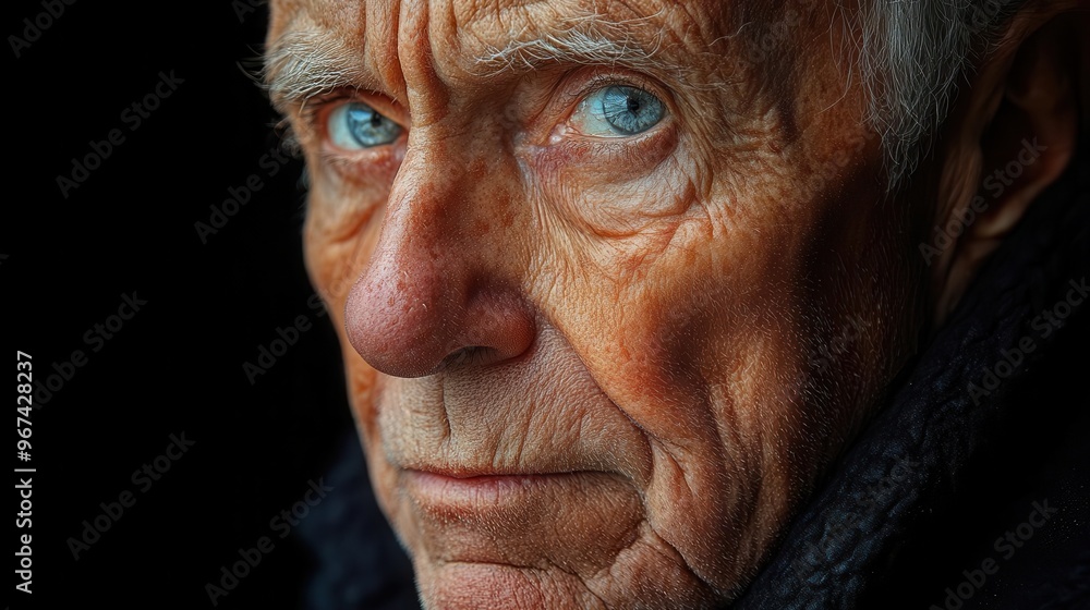 weathered face of elderly man deep wrinkles etched with wisdom intense gaze chiaroscuro lighting emotive portrait weathered face of elderly man deep wrinkles etched with wisdom intense gaze chiaroscuro lighting emotive portrait