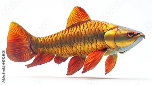 Asian arowana clipart, element, 3D illustration, realistic, isolated on white background photo