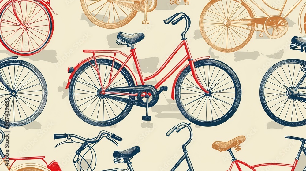 Fototapeta premium bicycle pattern wallpaper