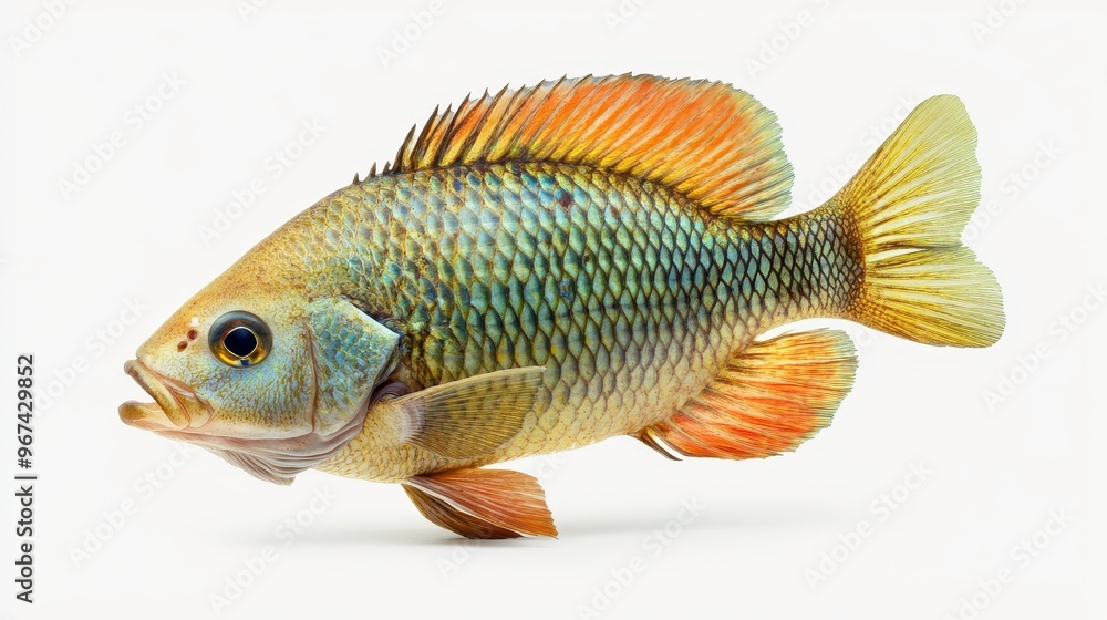 Fototapeta premium Nile tilapia clipart, element, 3D illustration, realistic, isolated on white background