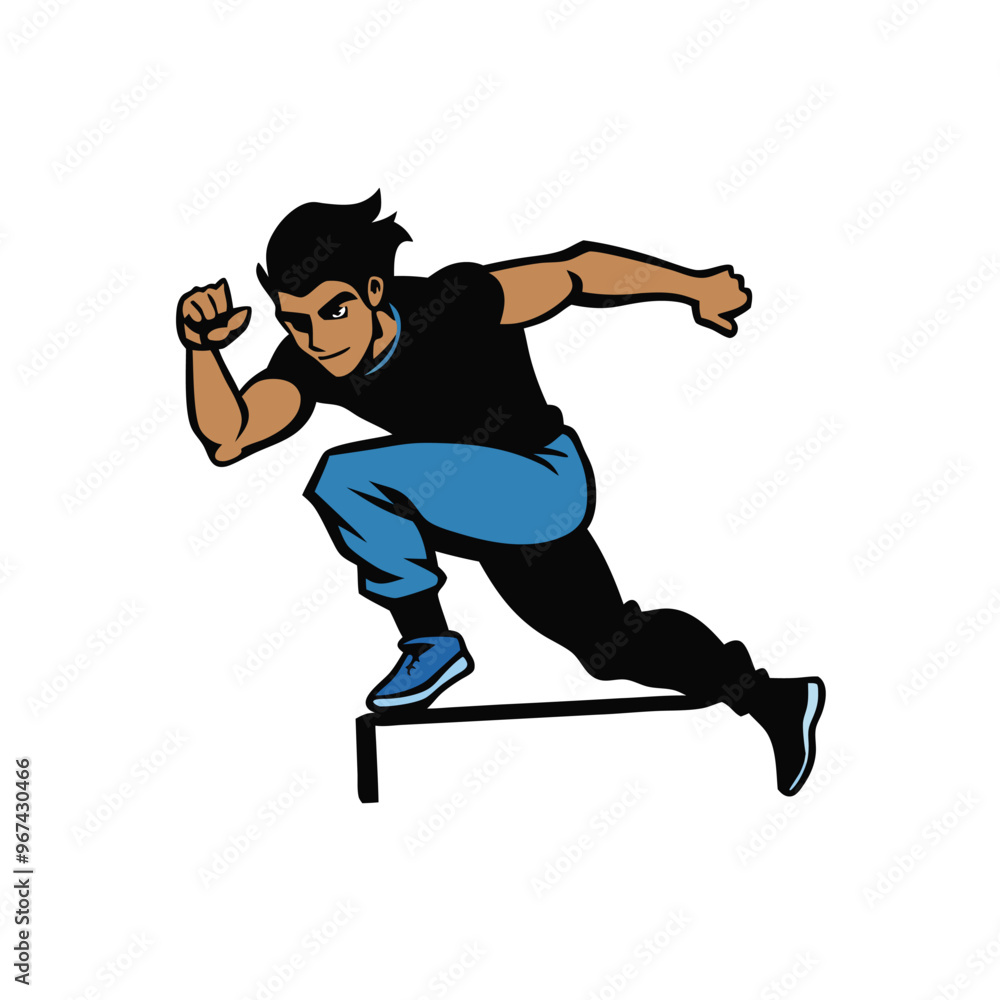 a male parkour athlete in action, vector silhouette, isolated white background, a male parkour athlete in action, vector silhouette, isolated white background,