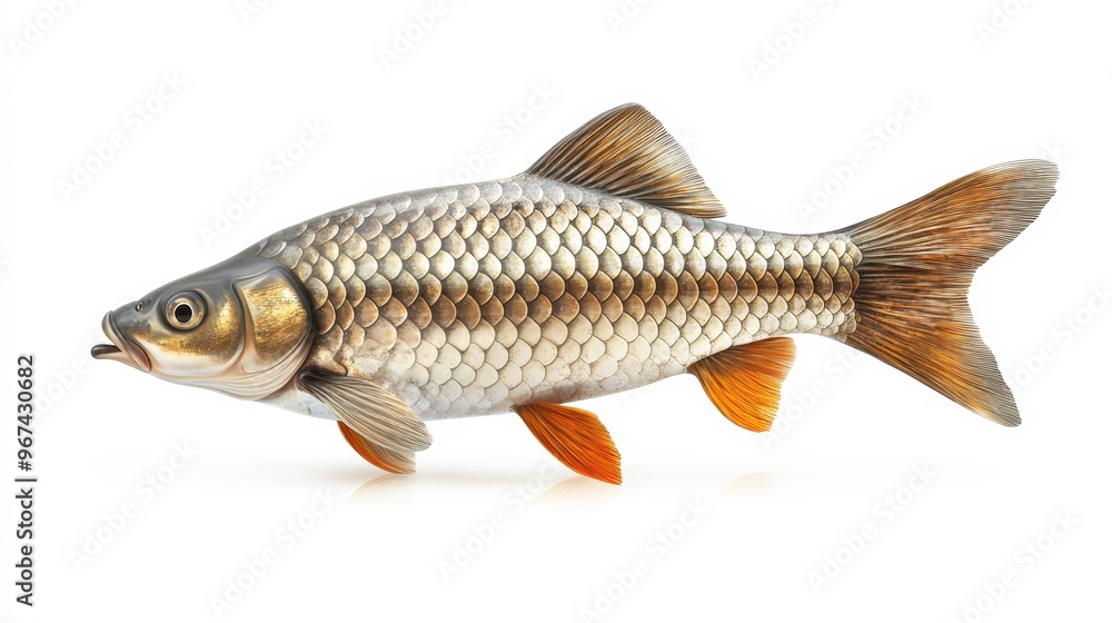 Silver carp clipart, element, 3D illustration, realistic, isolated on white background Silver carp clipart, element, 3D illustration, realistic, isolated on white background