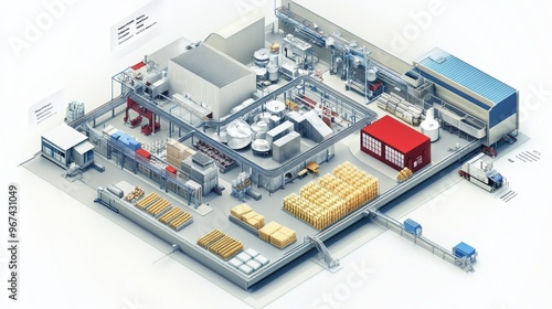 Diagram illustrating the flow of ingredients through a food factory including sorting processing and packaging