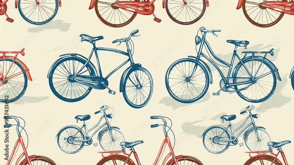 Naklejka premium bicycle pattern seamless wallpaper