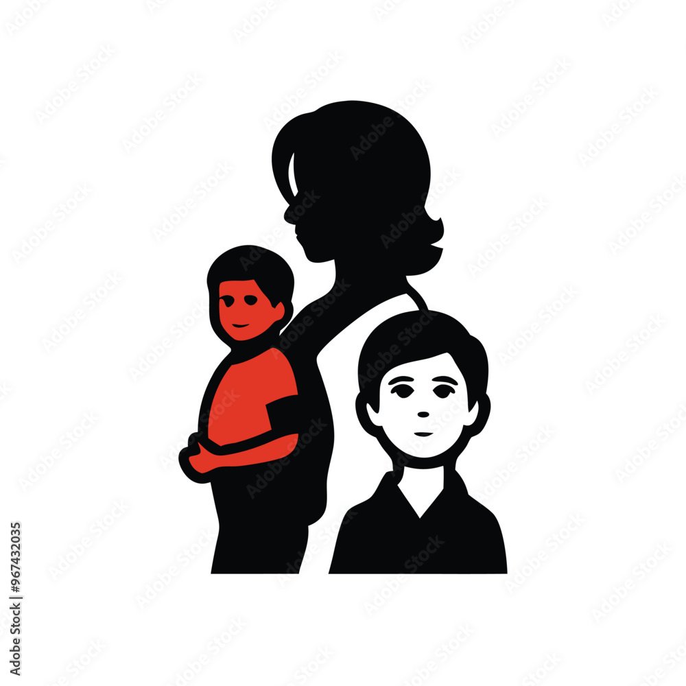 a mother and son vector art illustration, vector silhouette, isolated white background, a mother and son vector art illustration, vector silhouette, isolated white background,