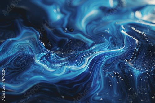 Blue abstract liquid flow, photorealistic, photorealistic detail, real silhouette relationship.