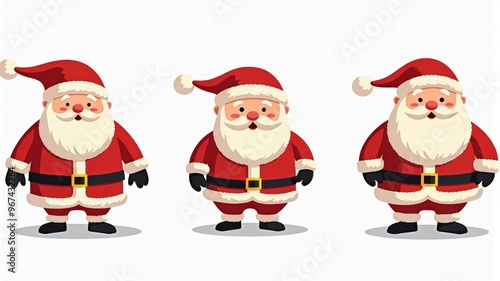 "Three Festive Santa Clauses Illustration - Perfect for Christmas and Holiday Designs"