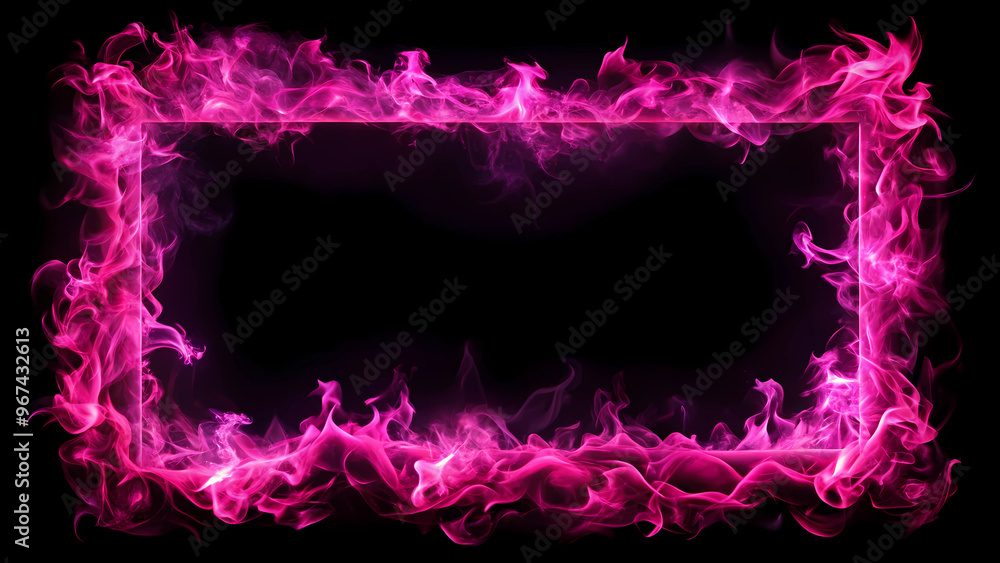 Burning rectangle with fuchsia flame frame Burning rectangle with fuchsia flame frame