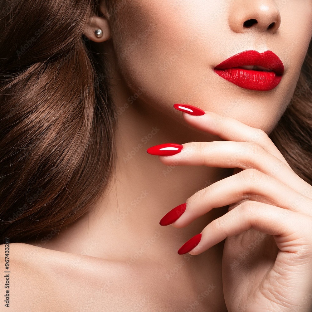 Fototapeta premium red nails, AI generated
