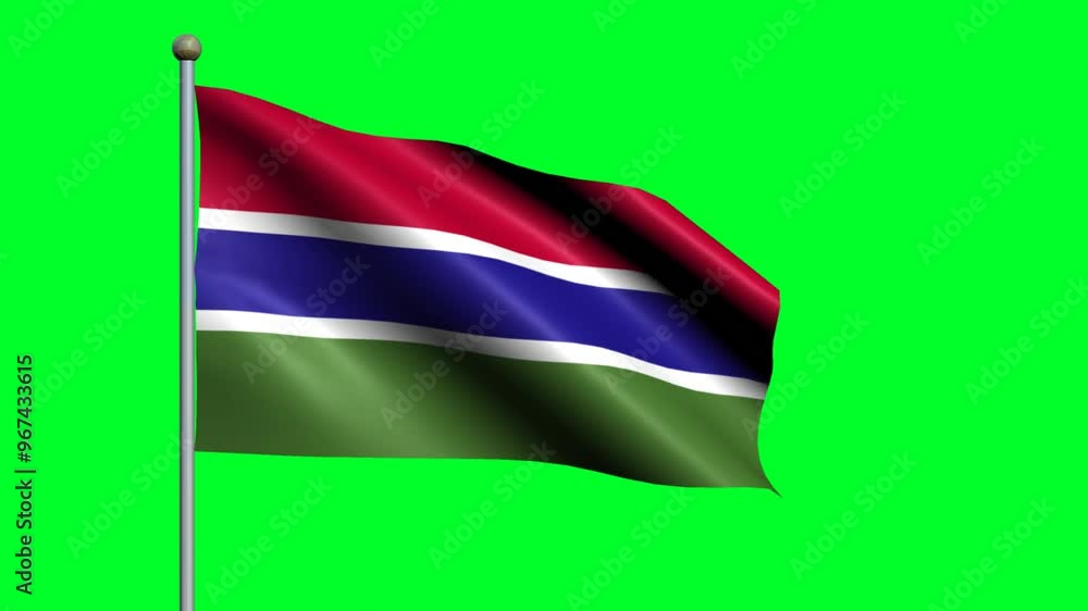Flag of Gambia country. 3D waving animated flag. Flag of Gambia country. 3D waving animated flag.