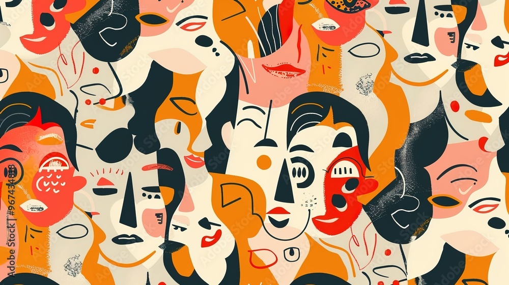 Face pattern seamless wallpaper Face pattern seamless wallpaper
