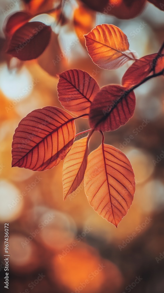 Close-up of autumn leaves with warm sunlight, nature beauty concept Close-up of autumn leaves with warm sunlight, nature beauty concept