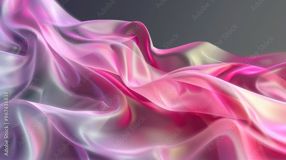 Fototapeta premium A flowing abstract representation of silk fabric in soft pink and gray hues.