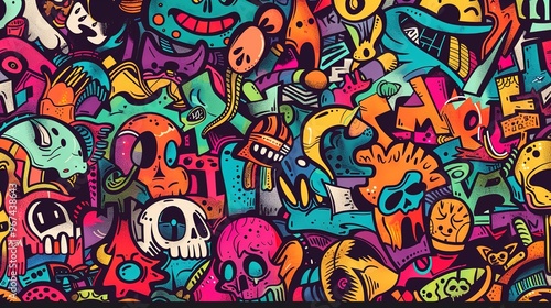 Graffiti pattern wallpaper