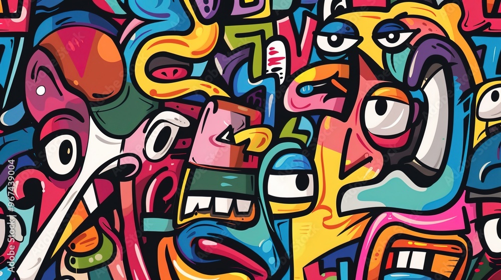 Fototapeta premium Graffiti pattern wallpaper