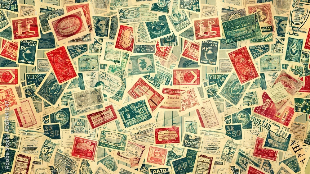 Obraz premium Vintage stamp pattern wallpaper