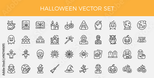 halloween-themed concepts set line icons