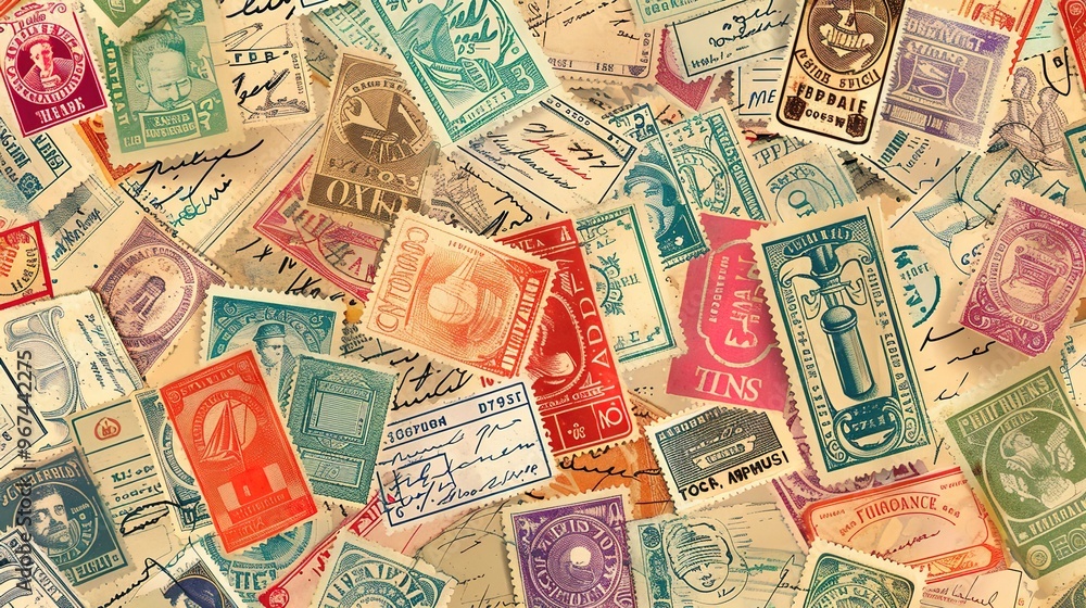 Obraz premium Vintage stamp pattern wallpaper