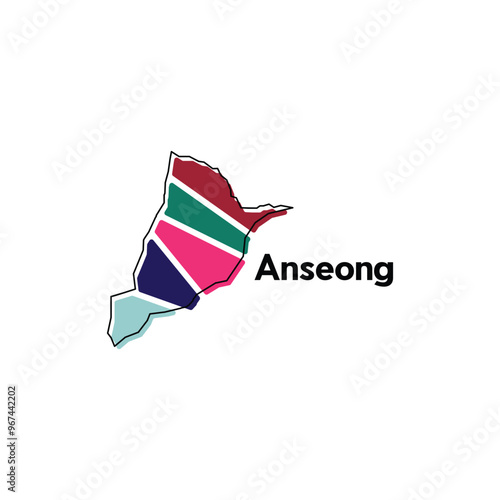 Map City of Anseong, administrative Country modern design - location on South Korea, logotype element for template photo