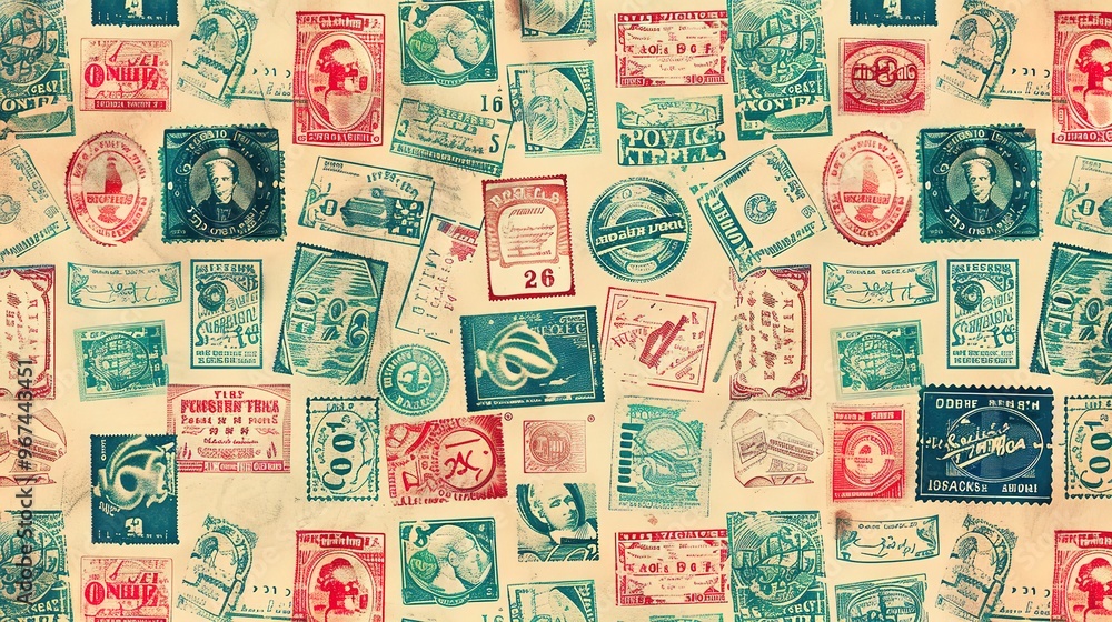 Obraz premium Vintage stamp pattern wallpaper