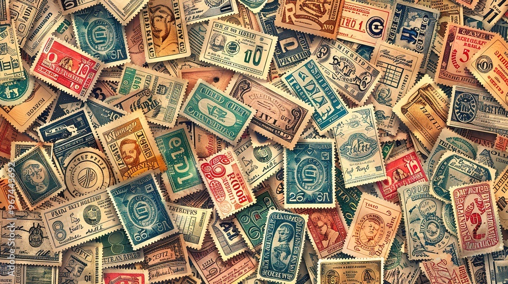 Obraz premium Vintage stamp pattern wallpaper