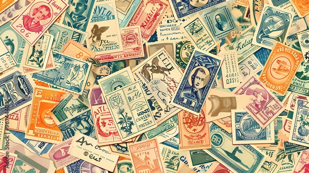 Obraz premium vintage stamp pattern wallpaper